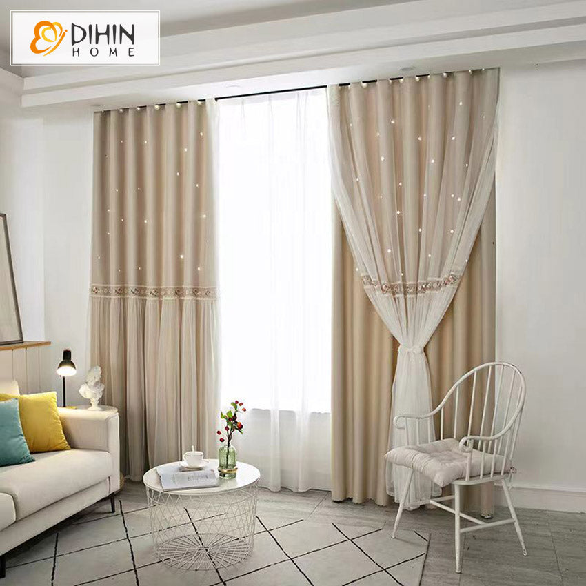 DIHIN HOME Cartoon Beige Color Curtains With Sheer Curtain Laces,Blackout Grommet Window Curtain for Living Room ,52x63-inch,1 Panel Roman Shades Curtains Window Blinds custom curtains blackout curtains curtains for living room sheer curtains curtain fabric linen curtains kitchen curtains velvet curtains pinch pleat curtains bay window curtains outdoor curtains pleated curtains floral curtains dining room curtains kitchen valances drapes for bedroom patio curtains nursery curtains grommet curtains