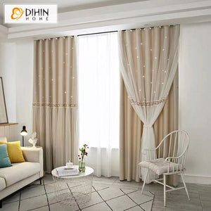 DIHIN HOME Cartoon Beige Color Curtains With Sheer Curtain Laces,Blackout Grommet Window Curtain for Living Room ,52x63-inch,1 Panel Roman Shades Curtains Window Blinds custom curtains blackout curtains curtains for living room sheer curtains curtain fabric linen curtains kitchen curtains velvet curtains pinch pleat curtains bay window curtains outdoor curtains pleated curtains floral curtains dining room curtains kitchen valances drapes for bedroom patio curtains nursery curtains grommet curtains