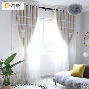 DIHIN HOME Cartoon Beige Color Moon and Star Sun Block Curtain,Blackout Curtains Grommet Window Curtain for Living Room ,52x84-inch,1 Panel Roman Shades Curtains Window Blinds custom curtains blackout curtains curtains for living room sheer curtains curtain fabric linen curtains kitchen curtains velvet curtains pinch pleat curtains bay window curtains outdoor curtains pleated curtains floral curtains dining room curtains kitchen valances drapes for bedroom patio curtains nursery curtains grommet curtains