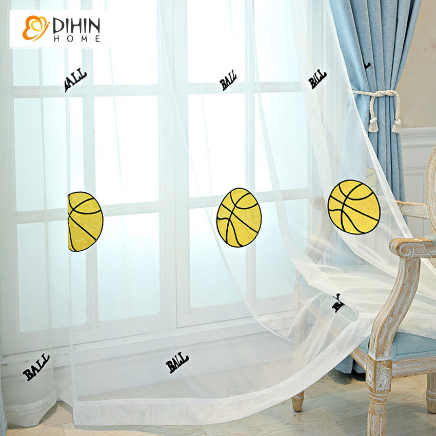 DIHIN HOME Cartoon Blue Color Football Embroidered,Blackout Grommet Window Curtain for Living Room ,52x63-inch,1 Panel Roman Shades Curtains Window Blinds custom curtains blackout curtains curtains for living room sheer curtains curtain fabric linen curtains kitchen curtains velvet curtains pinch pleat curtains bay window curtains outdoor curtains pleated curtains floral curtains dining room curtains kitchen valances drapes for bedroom patio curtains nursery curtains grommet curtains