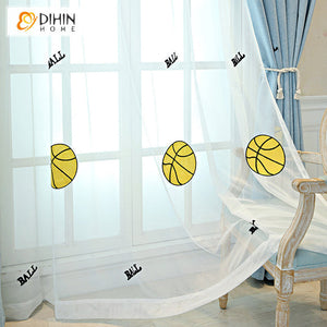 DIHIN HOME Cartoon Blue Color Football Embroidered,Blackout Grommet Window Curtain for Living Room ,52x63-inch,1 Panel Roman Shades Curtains Window Blinds custom curtains blackout curtains curtains for living room sheer curtains curtain fabric linen curtains kitchen curtains velvet curtains pinch pleat curtains bay window curtains outdoor curtains pleated curtains floral curtains dining room curtains kitchen valances drapes for bedroom patio curtains nursery curtains grommet curtains