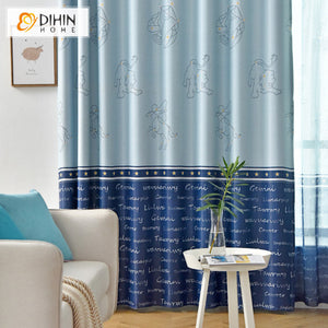 DIHIN HOME Cartoon Blue Color Printed,Blackout Curtains Grommet Window Curtain for Living Room ,52x63-inch,1 Panel Roman Shades Curtains Window Blinds custom curtains blackout curtains curtains for living room sheer curtains curtain fabric linen curtains kitchen curtains velvet curtains pinch pleat curtains bay window curtains outdoor curtains pleated curtains floral curtains dining room curtains kitchen valances drapes for bedroom patio curtains nursery curtains grommet curtains
