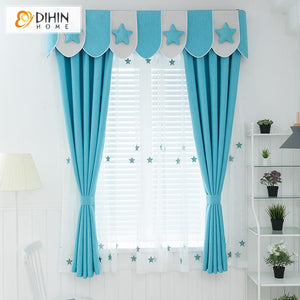 DIHIN HOME Cartoon Blue Color Printed Curtain With Valance,Blackout Curtains Grommet Window Curtain for Living Room ,52x84-inch,1 Panel Roman Shades Curtains Window Blinds custom curtains blackout curtains curtains for living room sheer curtains curtain fabric linen curtains kitchen curtains velvet curtains pinch pleat curtains bay window curtains outdoor curtains pleated curtains floral curtains dining room curtains kitchen valances drapes for bedroom patio curtains nursery curtains grommet curtains