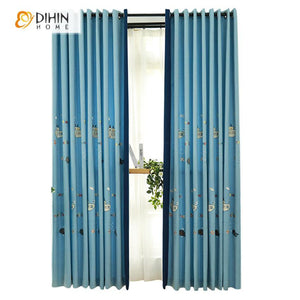 DIHIN HOME Cartoon Blue Color Spliced Curtains，Blackout Grommet Window Curtain for Living Room ,52x63-inch,1 Panel Roman Shades Curtains Window Blinds custom curtains blackout curtains curtains for living room sheer curtains curtain fabric linen curtains kitchen curtains velvet curtains pinch pleat curtains bay window curtains outdoor curtains pleated curtains floral curtains dining room curtains kitchen valances drapes for bedroom patio curtains nursery curtains grommet curtains