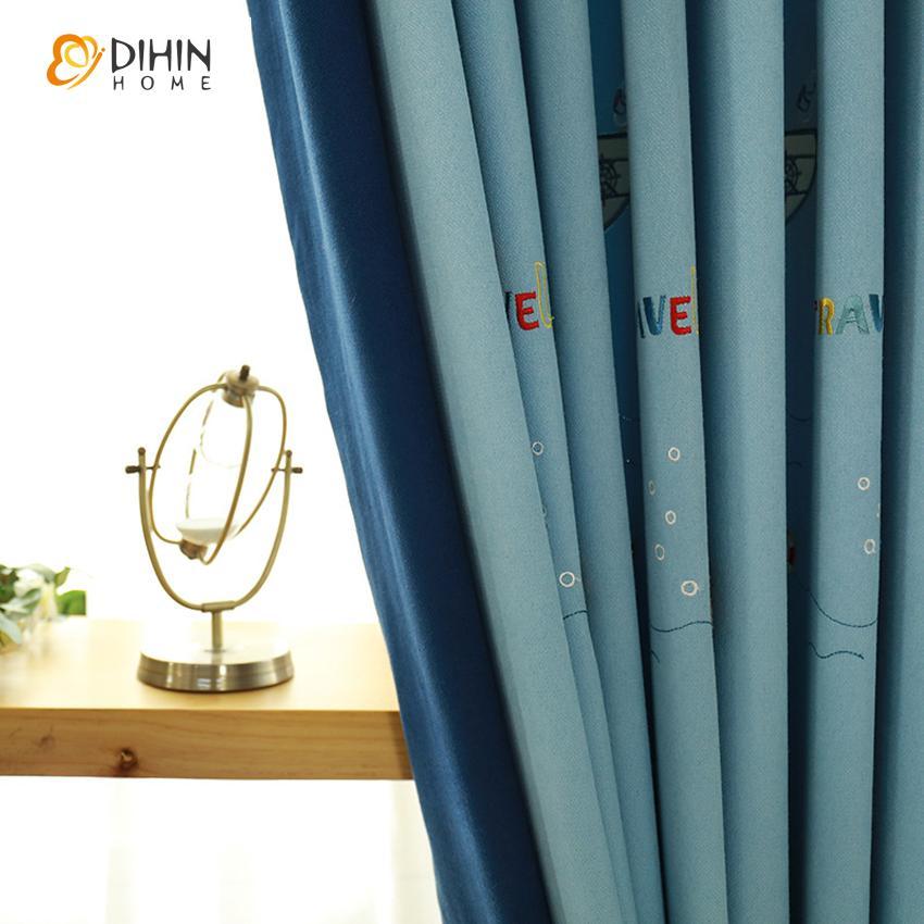DIHIN HOME Cartoon Blue Color Spliced Curtains，Blackout Grommet Window Curtain for Living Room ,52x63-inch,1 Panel Roman Shades Curtains Window Blinds custom curtains blackout curtains curtains for living room sheer curtains curtain fabric linen curtains kitchen curtains velvet curtains pinch pleat curtains bay window curtains outdoor curtains pleated curtains floral curtains dining room curtains kitchen valances drapes for bedroom patio curtains nursery curtains grommet curtains