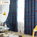DIHIN HOME Cartoon Blue Embroidered,Blackout Curtains Grommet Window Curtain for Living Room,52x63-inch,1 Panel Roman Shades Curtains Window Blinds custom curtains blackout curtains curtains for living room sheer curtains curtain fabric linen curtains kitchen curtains velvet curtains pinch pleat curtains bay window curtains outdoor curtains pleated curtains floral curtains dining room curtains kitchen valances drapes for bedroom patio curtains nursery curtains grommet curtains