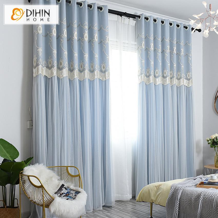 DIHIN HOME Cartoon Blue Embroidered Curtains,Blackout Grommet Window Curtain for Living Room ,52x63-inch,1 Panel Roman Shades Curtains Window Blinds custom curtains blackout curtains curtains for living room sheer curtains curtain fabric linen curtains kitchen curtains velvet curtains pinch pleat curtains bay window curtains outdoor curtains pleated curtains floral curtains dining room curtains kitchen valances drapes for bedroom patio curtains nursery curtains grommet curtains