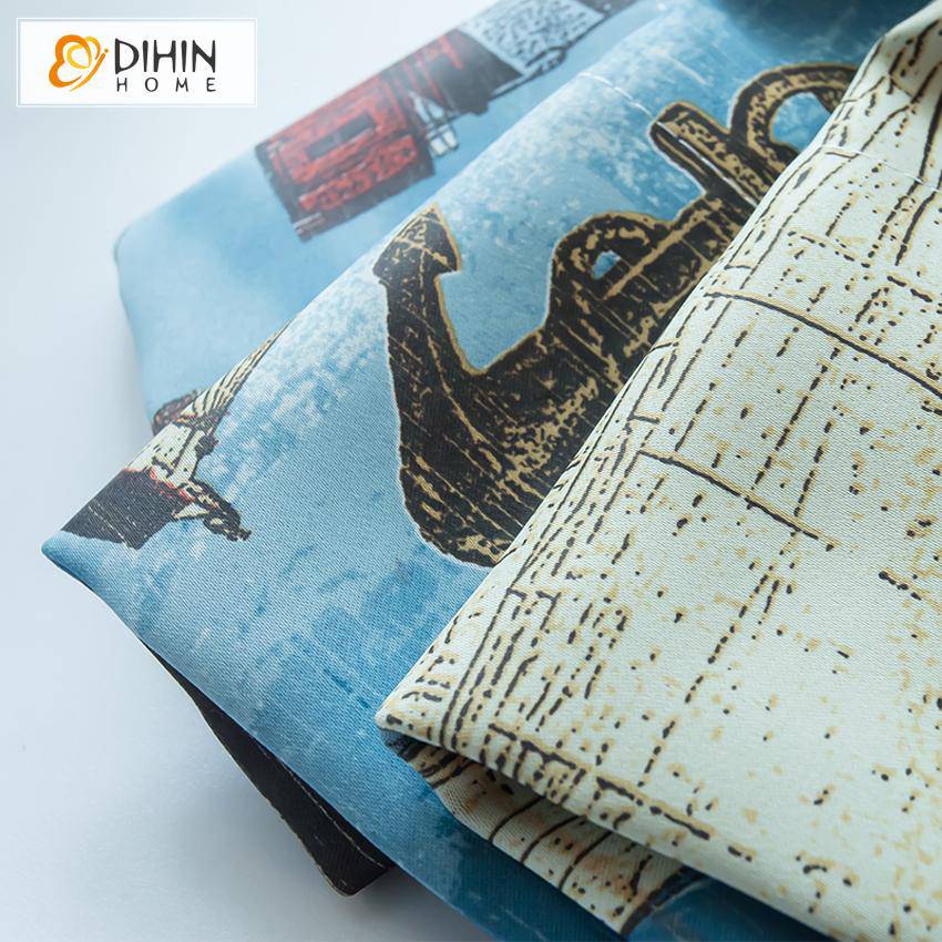 DIHIN HOME Cartoon Blue Fabric Sailing Boat Printed,Blackout Grommet Window Curtain for Living Room ,52x63-inch,1 Panel Roman Shades Curtains Window Blinds custom curtains blackout curtains curtains for living room sheer curtains curtain fabric linen curtains kitchen curtains velvet curtains pinch pleat curtains bay window curtains outdoor curtains pleated curtains floral curtains dining room curtains kitchen valances drapes for bedroom patio curtains nursery curtains grommet curtains