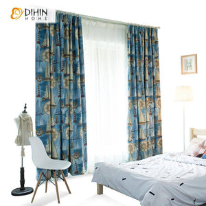 DIHIN HOME Cartoon Blue Fabric Sailing Boat Printed,Blackout Grommet Window Curtain for Living Room ,52x63-inch,1 Panel Roman Shades Curtains Window Blinds custom curtains blackout curtains curtains for living room sheer curtains curtain fabric linen curtains kitchen curtains velvet curtains pinch pleat curtains bay window curtains outdoor curtains pleated curtains floral curtains dining room curtains kitchen valances drapes for bedroom patio curtains nursery curtains grommet curtains