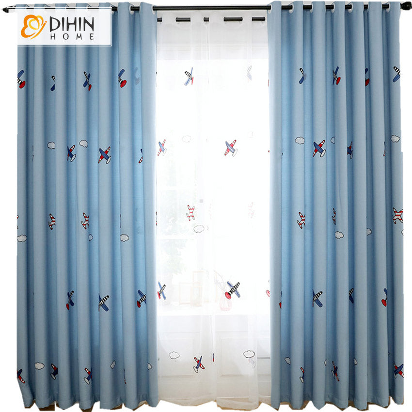 DIHIN HOME Cartoon Blue Helicopter Blackout Grommet Window Curtain for Living Room ,52x63-inch,1 Panel Roman Shades Curtains Window Blinds custom curtains blackout curtains curtains for living room sheer curtains curtain fabric linen curtains kitchen curtains velvet curtains pinch pleat curtains bay window curtains outdoor curtains pleated curtains floral curtains dining room curtains kitchen valances drapes for bedroom patio curtains nursery curtains grommet curtains
