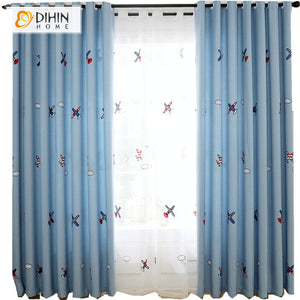DIHIN HOME Cartoon Blue Helicopter Blackout Grommet Window Curtain for Living Room ,52x63-inch,1 Panel Roman Shades Curtains Window Blinds custom curtains blackout curtains curtains for living room sheer curtains curtain fabric linen curtains kitchen curtains velvet curtains pinch pleat curtains bay window curtains outdoor curtains pleated curtains floral curtains dining room curtains kitchen valances drapes for bedroom patio curtains nursery curtains grommet curtains