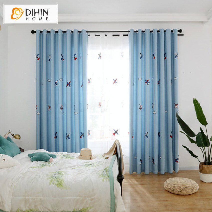 DIHIN HOME Cartoon Blue Helicopter Blackout Grommet Window Curtain for Living Room ,52x63-inch,1 Panel Roman Shades Curtains Window Blinds custom curtains blackout curtains curtains for living room sheer curtains curtain fabric linen curtains kitchen curtains velvet curtains pinch pleat curtains bay window curtains outdoor curtains pleated curtains floral curtains dining room curtains kitchen valances drapes for bedroom patio curtains nursery curtains grommet curtains