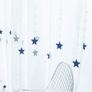 DIHIN HOME Cartoon Blue Stars Embroidered Sheer Curtain, Grommet Window Curtain for Living Room ,52x63-inch,1 Panel Roman Shades Curtains Window Blinds custom curtains blackout curtains curtains for living room sheer curtains curtain fabric linen curtains kitchen curtains velvet curtains pinch pleat curtains bay window curtains outdoor curtains pleated curtains floral curtains dining room curtains kitchen valances drapes for bedroom patio curtains nursery curtains grommet curtains