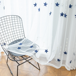 DIHIN HOME Cartoon Blue Stars Embroidered Sheer Curtain, Grommet Window Curtain for Living Room ,52x63-inch,1 Panel Roman Shades Curtains Window Blinds custom curtains blackout curtains curtains for living room sheer curtains curtain fabric linen curtains kitchen curtains velvet curtains pinch pleat curtains bay window curtains outdoor curtains pleated curtains floral curtains dining room curtains kitchen valances drapes for bedroom patio curtains nursery curtains grommet curtains