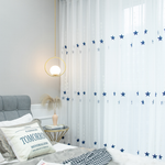 DIHIN HOME Cartoon Blue Stars Embroidered Sheer Curtain, Grommet Window Curtain for Living Room ,52x63-inch,1 Panel Roman Shades Curtains Window Blinds custom curtains blackout curtains curtains for living room sheer curtains curtain fabric linen curtains kitchen curtains velvet curtains pinch pleat curtains bay window curtains outdoor curtains pleated curtains floral curtains dining room curtains kitchen valances drapes for bedroom patio curtains nursery curtains grommet curtains