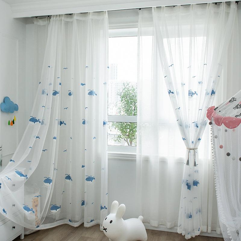 DIHIN HOME Cartoon Blue Whale Cotton Linen Embroidered Day Curtain ,Sheer Curtain, Grommet Window Curtain for Living Room ,52x63-inch,1 Panel Roman Shades Curtains Window Blinds custom curtains blackout curtains curtains for living room sheer curtains curtain fabric linen curtains kitchen curtains velvet curtains pinch pleat curtains bay window curtains outdoor curtains pleated curtains floral curtains dining room curtains kitchen valances drapes for bedroom patio curtains nursery curtains grommet curtains