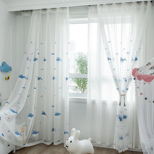 DIHIN HOME Cartoon Blue Whale Cotton Linen Embroidered Day Curtain ,Sheer Curtain, Grommet Window Curtain for Living Room ,52x63-inch,1 Panel Roman Shades Curtains Window Blinds custom curtains blackout curtains curtains for living room sheer curtains curtain fabric linen curtains kitchen curtains velvet curtains pinch pleat curtains bay window curtains outdoor curtains pleated curtains floral curtains dining room curtains kitchen valances drapes for bedroom patio curtains nursery curtains grommet curtains