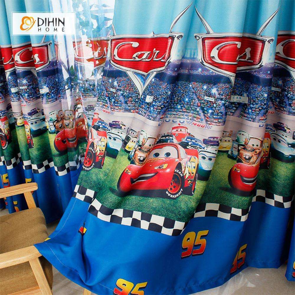 DIHIN HOME Cartoon Cars Blue Printed，Blackout Grommet Window Curtain for Living Room ,52x63-inch,1 Panel Roman Shades Curtains Window Blinds custom curtains blackout curtains curtains for living room sheer curtains curtain fabric linen curtains kitchen curtains velvet curtains pinch pleat curtains bay window curtains outdoor curtains pleated curtains floral curtains dining room curtains kitchen valances drapes for bedroom patio curtains nursery curtains grommet curtains
