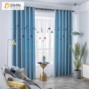 DIHIN HOME Cartoon Chandelier Blue Color Embroidered,Blackout Grommet Window Curtain for Living Room ,52x63-inch,1 Panel Roman Shades Curtains Window Blinds custom curtains blackout curtains curtains for living room sheer curtains curtain fabric linen curtains kitchen curtains velvet curtains pinch pleat curtains bay window curtains outdoor curtains pleated curtains floral curtains dining room curtains kitchen valances drapes for bedroom patio curtains nursery curtains grommet curtains