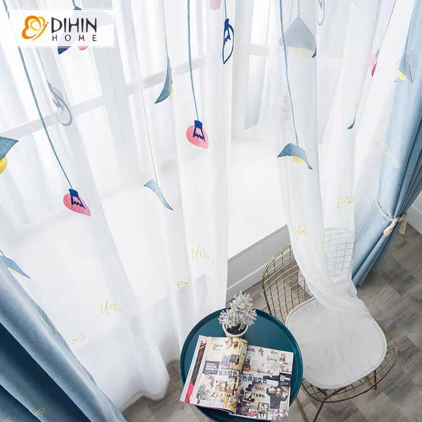 DIHIN HOME Cartoon Chandelier Blue Color Embroidered,Blackout Grommet Window Curtain for Living Room ,52x63-inch,1 Panel Roman Shades Curtains Window Blinds custom curtains blackout curtains curtains for living room sheer curtains curtain fabric linen curtains kitchen curtains velvet curtains pinch pleat curtains bay window curtains outdoor curtains pleated curtains floral curtains dining room curtains kitchen valances drapes for bedroom patio curtains nursery curtains grommet curtains