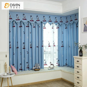 DIHIN HOME Cartoon Children Boat Embroidered Valance ,Blackout Curtains Grommet Window Curtain for Living Room ,52x84-inch,1 Panel Roman Shades Curtains Window Blinds custom curtains blackout curtains curtains for living room sheer curtains curtain fabric linen curtains kitchen curtains velvet curtains pinch pleat curtains bay window curtains outdoor curtains pleated curtains floral curtains dining room curtains kitchen valances drapes for bedroom patio curtains nursery curtains grommet curtains