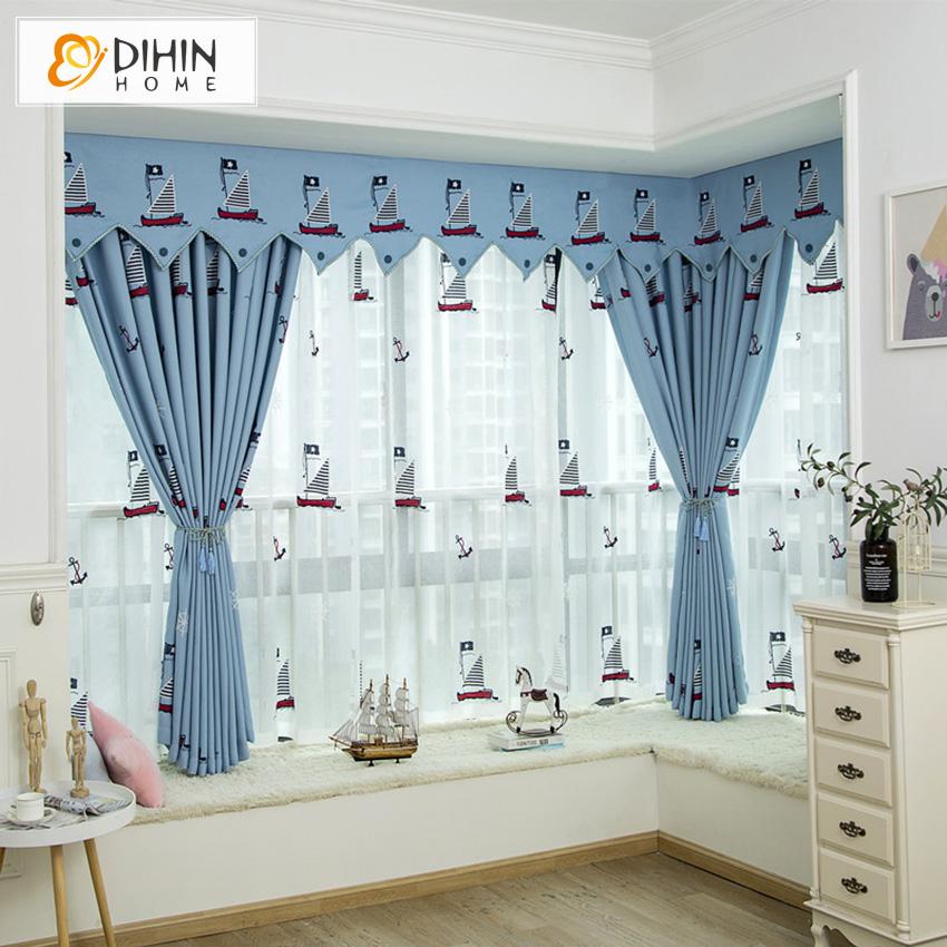 DIHIN HOME Cartoon Children Boat Embroidered Valance ,Blackout Curtains Grommet Window Curtain for Living Room ,52x84-inch,1 Panel Roman Shades Curtains Window Blinds custom curtains blackout curtains curtains for living room sheer curtains curtain fabric linen curtains kitchen curtains velvet curtains pinch pleat curtains bay window curtains outdoor curtains pleated curtains floral curtains dining room curtains kitchen valances drapes for bedroom patio curtains nursery curtains grommet curtains