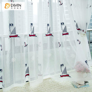 DIHIN HOME Cartoon Children Boat Embroidered Valance ,Blackout Curtains Grommet Window Curtain for Living Room ,52x84-inch,1 Panel Roman Shades Curtains Window Blinds custom curtains blackout curtains curtains for living room sheer curtains curtain fabric linen curtains kitchen curtains velvet curtains pinch pleat curtains bay window curtains outdoor curtains pleated curtains floral curtains dining room curtains kitchen valances drapes for bedroom patio curtains nursery curtains grommet curtains