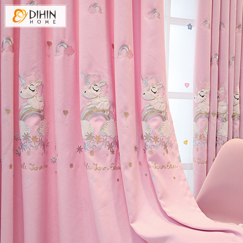 DIHIN HOME Cartoon Children Embroidered Pink Valance,Blackout Curtains Grommet Window Curtain for Living Room ,52x84-inch,1 Panel Roman Shades Curtains Window Blinds custom curtains blackout curtains curtains for living room sheer curtains curtain fabric linen curtains kitchen curtains velvet curtains pinch pleat curtains bay window curtains outdoor curtains pleated curtains floral curtains dining room curtains kitchen valances drapes for bedroom patio curtains nursery curtains grommet curtains
