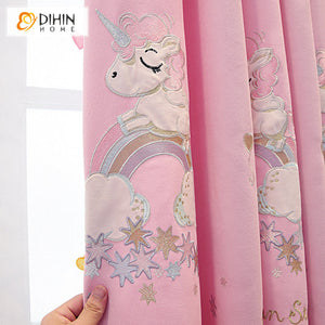 DIHIN HOME Cartoon Children Embroidered Pink Valance,Blackout Curtains Grommet Window Curtain for Living Room ,52x84-inch,1 Panel Roman Shades Curtains Window Blinds custom curtains blackout curtains curtains for living room sheer curtains curtain fabric linen curtains kitchen curtains velvet curtains pinch pleat curtains bay window curtains outdoor curtains pleated curtains floral curtains dining room curtains kitchen valances drapes for bedroom patio curtains nursery curtains grommet curtains