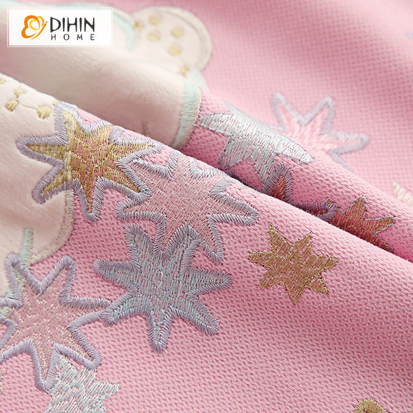 DIHIN HOME Cartoon Children Embroidered Pink Valance,Blackout Curtains Grommet Window Curtain for Living Room ,52x84-inch,1 Panel Roman Shades Curtains Window Blinds custom curtains blackout curtains curtains for living room sheer curtains curtain fabric linen curtains kitchen curtains velvet curtains pinch pleat curtains bay window curtains outdoor curtains pleated curtains floral curtains dining room curtains kitchen valances drapes for bedroom patio curtains nursery curtains grommet curtains