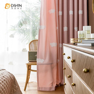 DIHIN HOME Cartoon Children Pink Color White Clouds Embroidered Curtains,Blackout Grommet Window Curtain for Living Room ,52x63-inch,1 Panel Roman Shades Curtains Window Blinds custom curtains blackout curtains curtains for living room sheer curtains curtain fabric linen curtains kitchen curtains velvet curtains pinch pleat curtains bay window curtains outdoor curtains pleated curtains floral curtains dining room curtains kitchen valances drapes for bedroom patio curtains nursery curtains grommet curtains