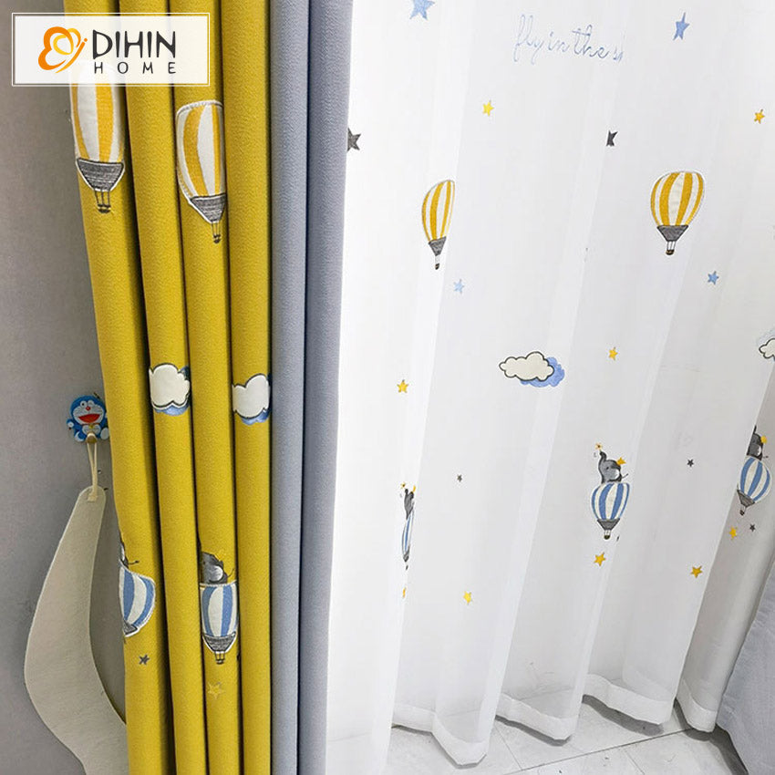 DIHIN HOME Cartoon Children Room Balloon Embroiudered,Blackout Curtains Grommet Window Curtain for Living Room ,52x84-inch,1 Panel Roman Shades Curtains Window Blinds custom curtains blackout curtains curtains for living room sheer curtains curtain fabric linen curtains kitchen curtains velvet curtains pinch pleat curtains bay window curtains outdoor curtains pleated curtains floral curtains dining room curtains kitchen valances drapes for bedroom patio curtains nursery curtains grommet curtains