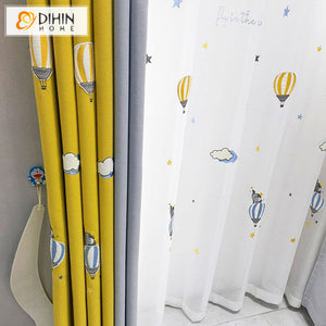 DIHIN HOME Cartoon Children Room Balloon Embroiudered,Blackout Curtains Grommet Window Curtain for Living Room ,52x84-inch,1 Panel Roman Shades Curtains Window Blinds custom curtains blackout curtains curtains for living room sheer curtains curtain fabric linen curtains kitchen curtains velvet curtains pinch pleat curtains bay window curtains outdoor curtains pleated curtains floral curtains dining room curtains kitchen valances drapes for bedroom patio curtains nursery curtains grommet curtains