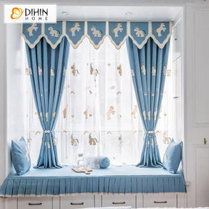 DIHIN HOME Cartoon Children Room Blue Pony Customized Valance,Blackout Curtains Grommet Window Curtain for Living Room ,52x84-inch,1 Panel Roman Shades Curtains Window Blinds custom curtains blackout curtains curtains for living room sheer curtains curtain fabric linen curtains kitchen curtains velvet curtains pinch pleat curtains bay window curtains outdoor curtains pleated curtains floral curtains dining room curtains kitchen valances drapes for bedroom patio curtains nursery curtains grommet curtains