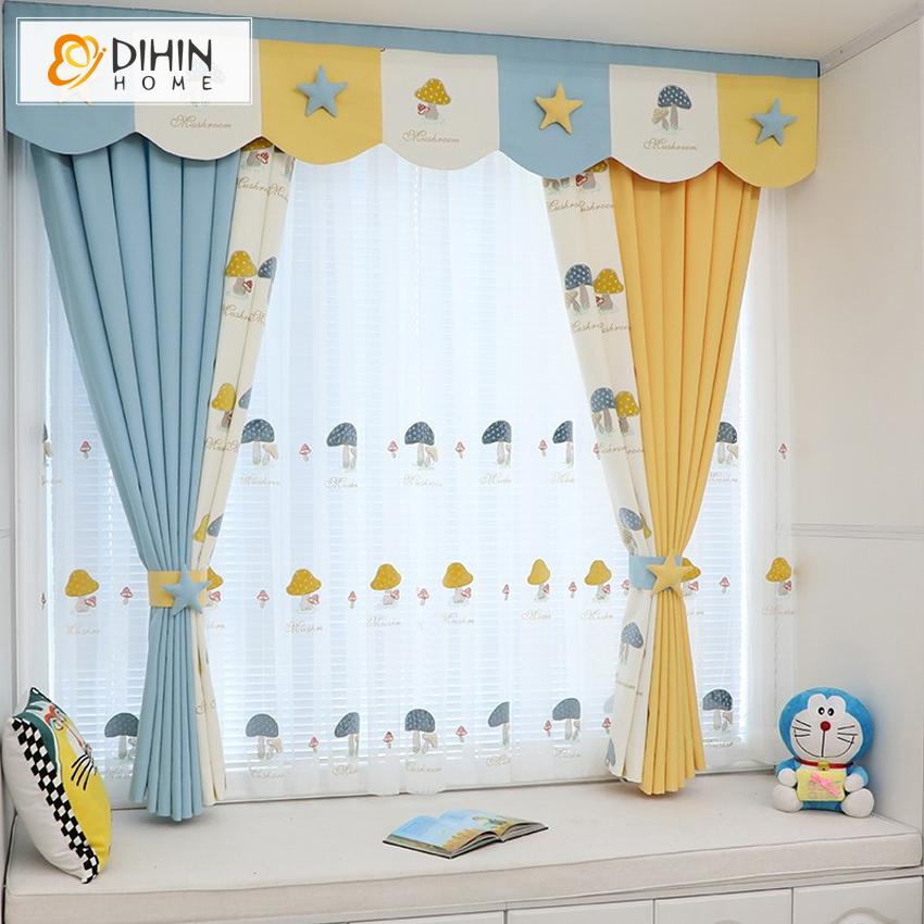 DIHIN HOME Cartoon Children Room Lovely Mushrooms With Valance ,Blackout Curtains Grommet Window Curtain for Living Room ,52x84-inch,1 Panel Roman Shades Curtains Window Blinds custom curtains blackout curtains curtains for living room sheer curtains curtain fabric linen curtains kitchen curtains velvet curtains pinch pleat curtains bay window curtains outdoor curtains pleated curtains floral curtains dining room curtains kitchen valances drapes for bedroom patio curtains nursery curtains grommet curtains