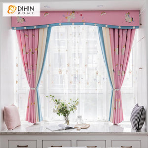 DIHIN HOME Cartoon Children Room Pink Color Embroidered Valance,Blackout Curtains Grommet Window Curtain for Living Room ,52x84-inch,1 Panel Roman Shades Curtains Window Blinds custom curtains blackout curtains curtains for living room sheer curtains curtain fabric linen curtains kitchen curtains velvet curtains pinch pleat curtains bay window curtains outdoor curtains pleated curtains floral curtains dining room curtains kitchen valances drapes for bedroom patio curtains nursery curtains grommet curtains