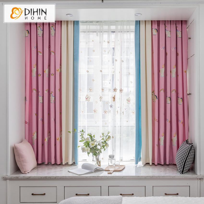 DIHIN HOME Cartoon Children Room Pink Color Embroidered Valance,Blackout Curtains Grommet Window Curtain for Living Room ,52x84-inch,1 Panel Roman Shades Curtains Window Blinds custom curtains blackout curtains curtains for living room sheer curtains curtain fabric linen curtains kitchen curtains velvet curtains pinch pleat curtains bay window curtains outdoor curtains pleated curtains floral curtains dining room curtains kitchen valances drapes for bedroom patio curtains nursery curtains grommet curtains