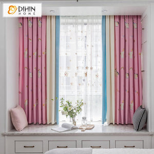 DIHIN HOME Cartoon Children Room Pink Color Embroidered Valance,Blackout Curtains Grommet Window Curtain for Living Room ,52x84-inch,1 Panel Roman Shades Curtains Window Blinds custom curtains blackout curtains curtains for living room sheer curtains curtain fabric linen curtains kitchen curtains velvet curtains pinch pleat curtains bay window curtains outdoor curtains pleated curtains floral curtains dining room curtains kitchen valances drapes for bedroom patio curtains nursery curtains grommet curtains