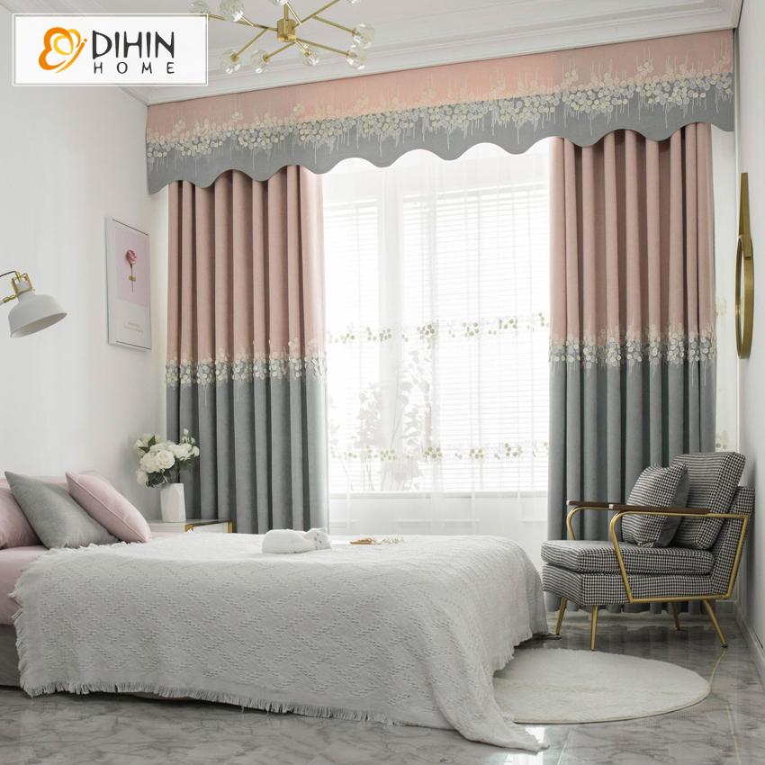 DIHIN HOME Cartoon Children Room Pink Embroidered Curtain Luxury Valance ,Blackout Curtains Grommet Window Curtain for Living Room ,52x84-inch,1 Panel Roman Shades Window Curtains Curtains Window Blinds Curtains Drapes linen drapery curtains and drapes windows drapes custom curtains blackout curtains curtains for living room window shades sheer curtains curtain fabric window treatments custom drapery