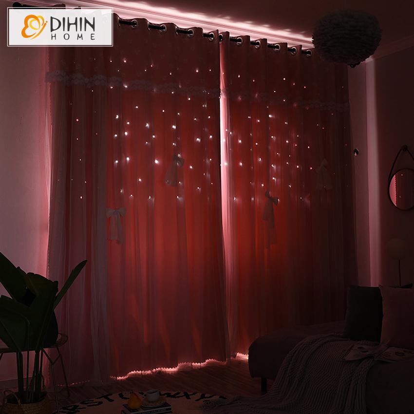 DIHIN HOME Cartoon Children Room Pink High Quality Curtain With White Lace,Blackout Curtains Grommet Window Curtain for Living Room ,52x84-inch,1 Panel Roman Shades Curtains Window Blinds custom curtains blackout curtains curtains for living room sheer curtains curtain fabric linen curtains kitchen curtains velvet curtains pinch pleat curtains bay window curtains outdoor curtains pleated curtains floral curtains dining room curtains kitchen valances drapes for bedroom patio curtains nursery curtains grommet