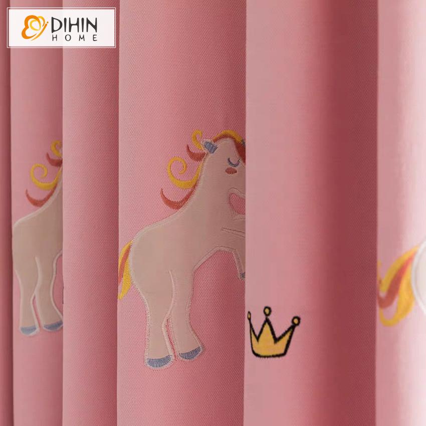 DIHIN HOME Cartoon Children Room Pink Pony Customized Valance,Blackout Curtains Grommet Window Curtain for Living Room ,52x84-inch,1 Panel Roman Shades Curtains Window Blinds custom curtains blackout curtains curtains for living room sheer curtains curtain fabric linen curtains kitchen curtains velvet curtains pinch pleat curtains bay window curtains outdoor curtains pleated curtains floral curtains dining room curtains kitchen valances drapes for bedroom patio curtains nursery curtains grommet curtains