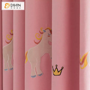 DIHIN HOME Cartoon Children Room Pink Pony Customized Valance,Blackout Curtains Grommet Window Curtain for Living Room ,52x84-inch,1 Panel Roman Shades Curtains Window Blinds custom curtains blackout curtains curtains for living room sheer curtains curtain fabric linen curtains kitchen curtains velvet curtains pinch pleat curtains bay window curtains outdoor curtains pleated curtains floral curtains dining room curtains kitchen valances drapes for bedroom patio curtains nursery curtains grommet curtains