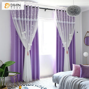 DIHIN HOME Cartoon Children Room Purple High Quality Curtain With White Lace,Blackout Curtains Grommet Window Curtain for Living Room ,52x84-inch,1 Panel Roman Shades Curtains Window Blinds custom curtains blackout curtains curtains for living room sheer curtains curtain fabric linen curtains kitchen curtains velvet curtains pinch pleat curtains bay window curtains outdoor curtains pleated curtains floral curtains dining room curtains kitchen valances drapes for bedroom patio curtains nursery curtains gromm