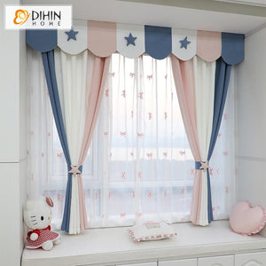 DIHIN HOME Cartoon Children Room Three Colors Printed Curtain With Valance,Blackout Curtains Grommet Window Curtain for Living Room ,52x84-inch,1 Panel Roman Shades Window Curtains Curtains Window Blinds Curtains Drapes linen drapery curtains and drapes windows drapes custom curtains blackout curtains curtains for living room window shades sheer curtains curtain fabric window treatments custom drapery