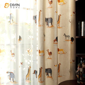 DIHIN HOME Cartoon Children Room Zoo Animals Printed,Blackout Curtains Grommet Window Curtain for Living Room ,52x63-inch,1 Panel Roman Shades Curtains Window Blinds custom curtains blackout curtains curtains for living room sheer curtains curtain fabric linen curtains kitchen curtains velvet curtains pinch pleat curtains bay window curtains outdoor curtains pleated curtains floral curtains dining room curtains kitchen valances drapes for bedroom patio curtains nursery curtains grommet curtains