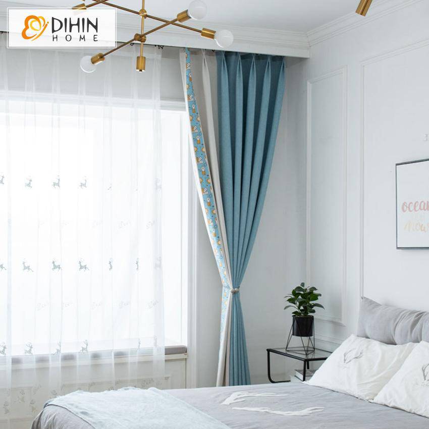 DIHIN HOME Cartoon Children Spliced Curtain With Lace,Blackout Grommet Window Curtain for Living Room ,52x63-inch,1 Panel Roman Shades Curtains Window Blinds custom curtains blackout curtains curtains for living room sheer curtains curtain fabric linen curtains kitchen curtains velvet curtains pinch pleat curtains bay window curtains outdoor curtains pleated curtains floral curtains dining room curtains kitchen valances drapes for bedroom patio curtains nursery curtains grommet curtains