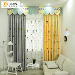 DIHIN HOME Cartoon Children Yellow and Grey Embroidered Curtain With Valance,Blackout Curtains Grommet Window Curtain for Living Room ,52x84-inch,1 Panel Roman Shades Window Curtains Curtains Window Blinds Curtains Drapes linen drapery curtains and drapes windows drapes custom curtains blackout curtains curtains for living room window shades sheer curtains curtain fabric window treatments custom drapery