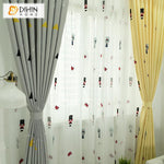 DIHIN HOME Cartoon Children Yellow and Grey Embroidered Curtain With Valance,Blackout Curtains Grommet Window Curtain for Living Room ,52x84-inch,1 Panel Roman Shades Window Curtains Curtains Window Blinds Curtains Drapes linen drapery curtains and drapes windows drapes custom curtains blackout curtains curtains for living room window shades sheer curtains curtain fabric window treatments custom drapery
