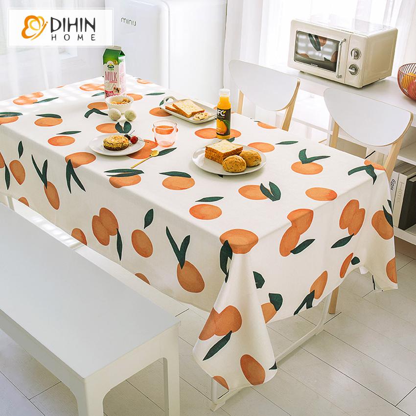DIHIN HOME Cartoon Colored Tangerines Printed Tablecloth For Rectangle Tables,Custom Washed Linen Tablecloth,Handmade Rectangle Table Cover Roman Shades Curtains Window Blinds custom curtains blackout curtains curtains for living room sheer curtains curtain fabric linen curtains kitchen curtains velvet curtains pinch pleat curtains bay window curtains outdoor curtains pleated curtains floral curtains dining room curtains kitchen valances drapes for bedroom patio curtains nursery curtains grommet curtains