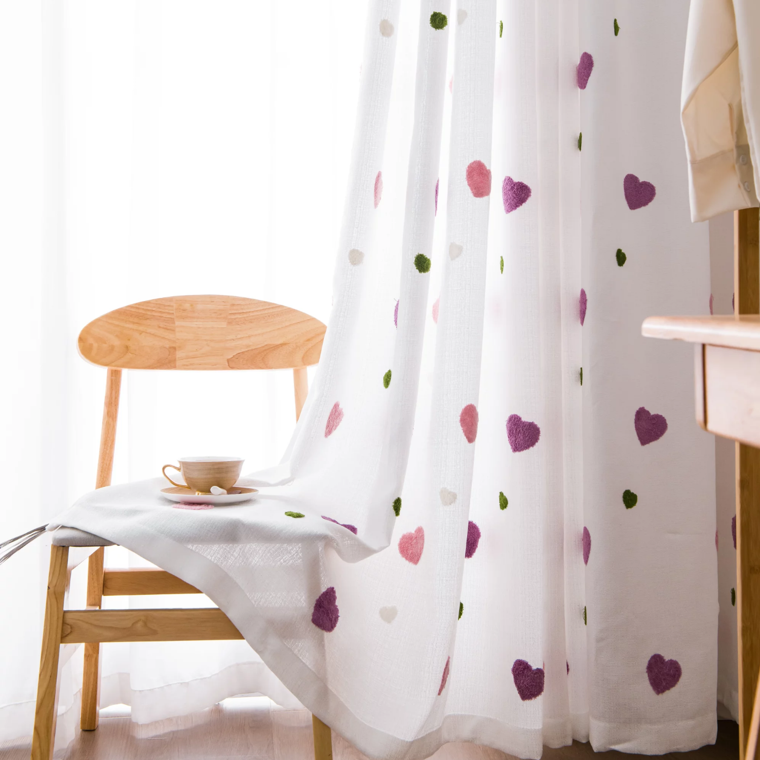 DIHIN HOME Cartoon Colorful Color Heart Embroidered Sheer Curtain, Grommet Window Curtain for Living Room ,52x63-inch,1 Panel Roman Shades Curtains Window Blinds custom curtains blackout curtains curtains for living room sheer curtains curtain fabric linen curtains kitchen curtains velvet curtains pinch pleat curtains bay window curtains outdoor curtains pleated curtains floral curtains dining room curtains kitchen valances drapes for bedroom patio curtains nursery curtains grommet curtains
